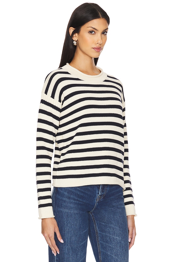 view 2 of 4 Pullover Sweater in Cream & Midnight Navy Stripe