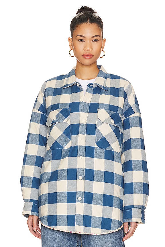 view 2 of 5 CHAQUETÓN CPO SHIRT in Light Blue & Ecru Plaid