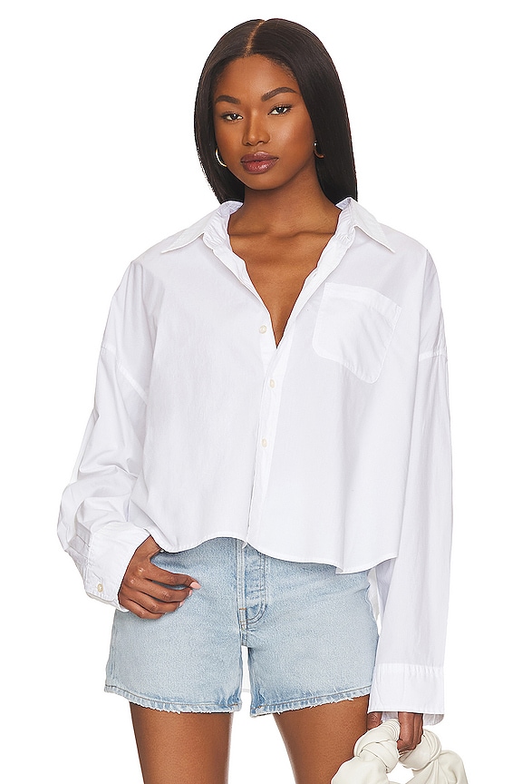 view 1 of 4 Cropped Button Front Shirt in White