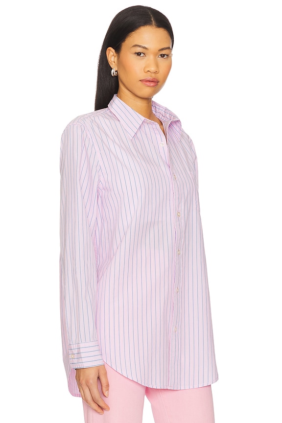 view 2 of 5 Boyfriend Shirt in Pink With Blue Stripe