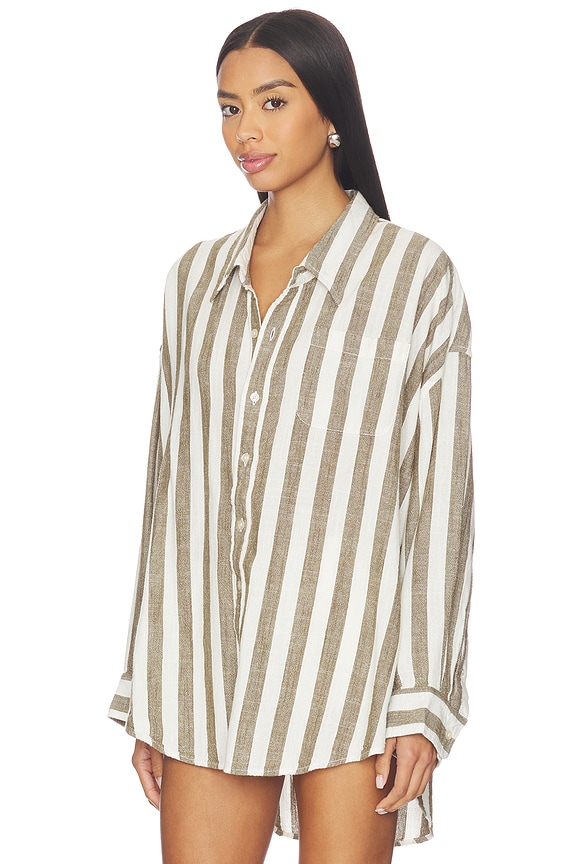 view 2 of 4 CHEMISE in Jumbo Olive & Ecru Stripe