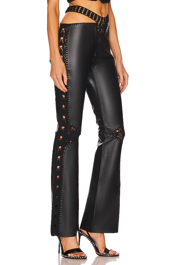 view 2 of 4 Leather Crochet Pant in Black