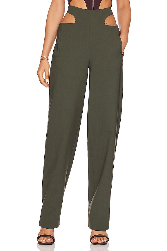 Dion Lee Y Front Wool Pant in Shadow Green | REVOLVE