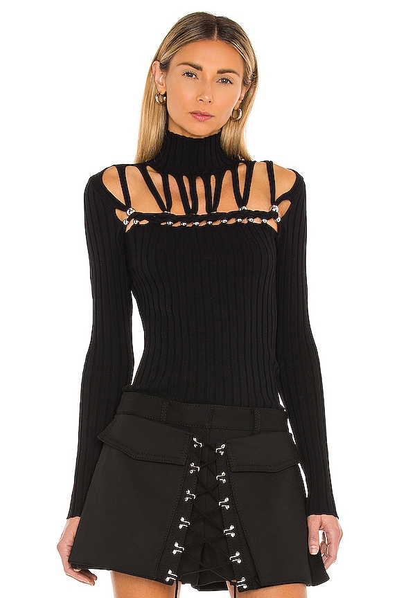 view 1 of 4 Beaded Braid Skivvy Top in Black