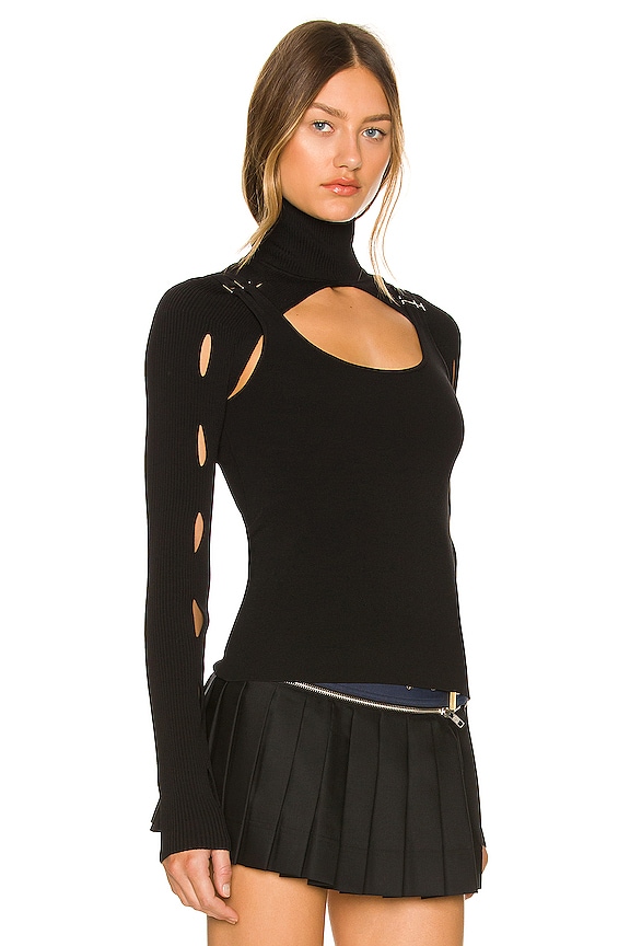 view 2 of 4 Slash Woven Top in Black