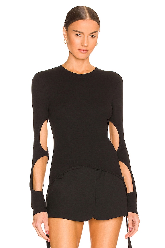 Dion Lee Split Tie Long Sleeve Top in Black | REVOLVE