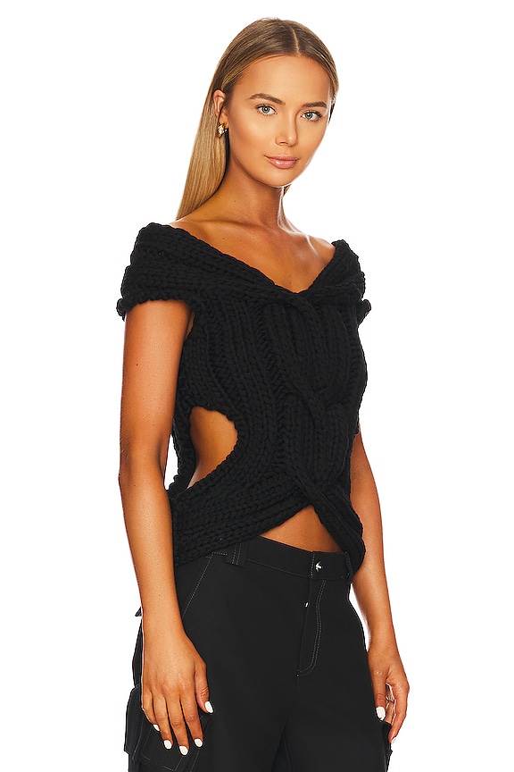view 2 of 4 Chunky Cable Corset Top in Black