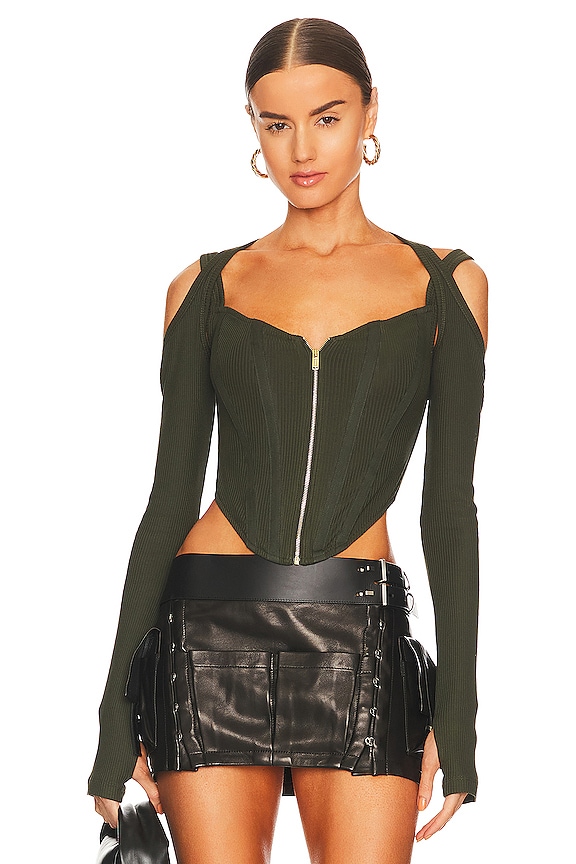 view 1 of 4 Shift Loop Corset Top in Shadow Green