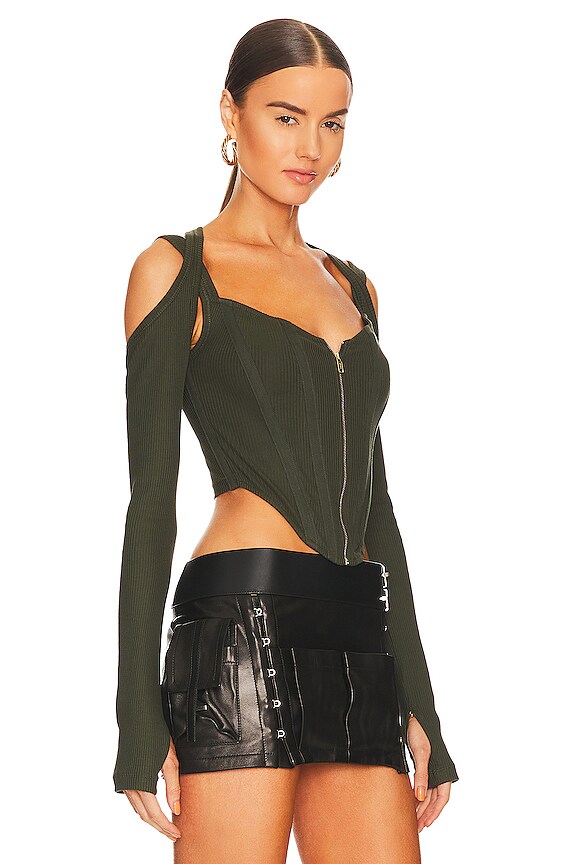 view 2 of 4 Shift Loop Corset Top in Shadow Green