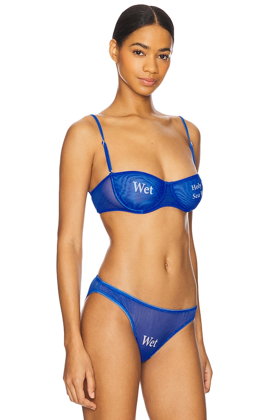 view 2 of 5 Wet Script Bra in Blue