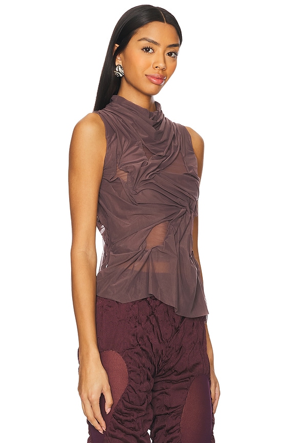 view 2 of 4 ТОП С ВЫСОКИМ ВОРОТОМ WETLOOK in Brown