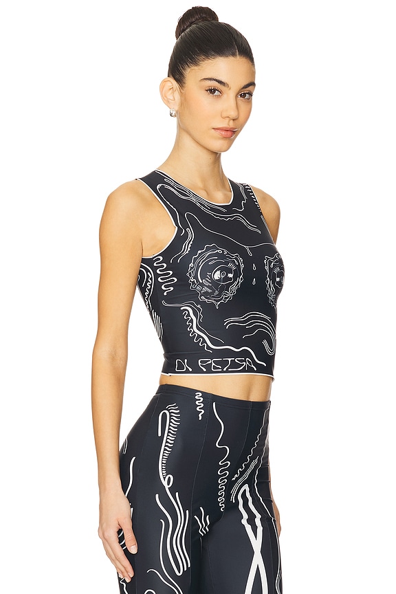 view 2 of 5 VENUS SHELL LYCRA 탑 in Black With White Print
