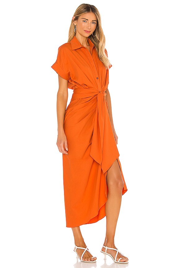 view 2 of 4 Buttoned Shirt Dress in Tangerine