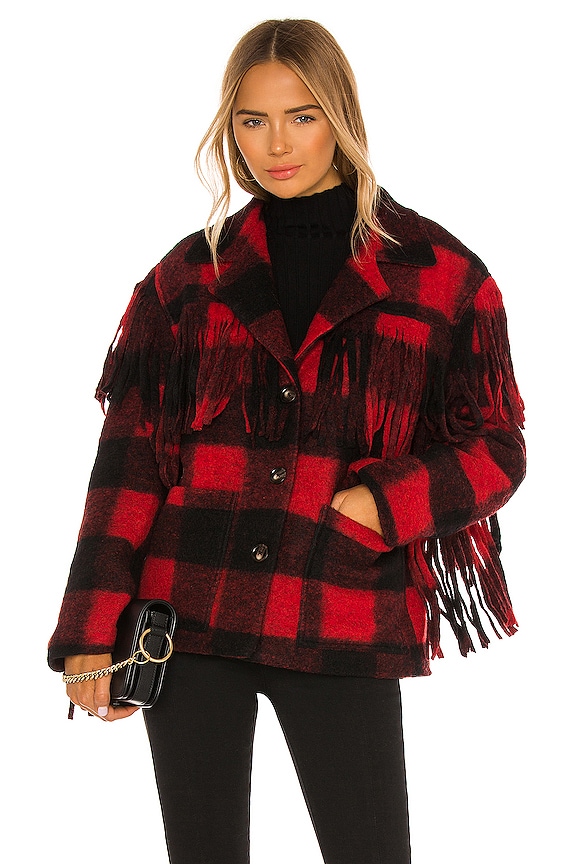 view 2 of 5 Fringe Work Coat in Red Clover & Onyx