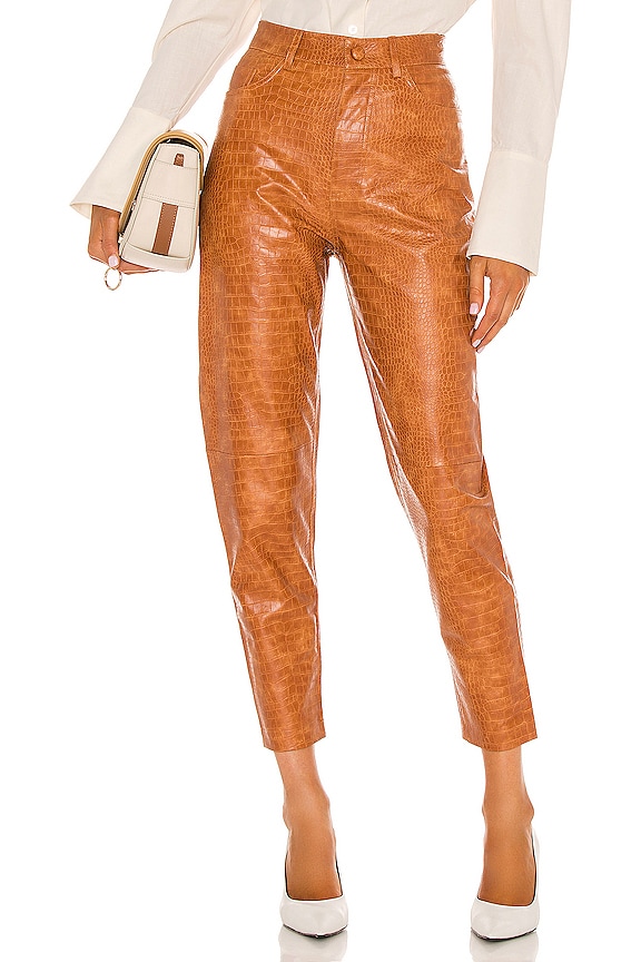 view 1 of 4 High Waisted Tapered Leg Pant in Cognac