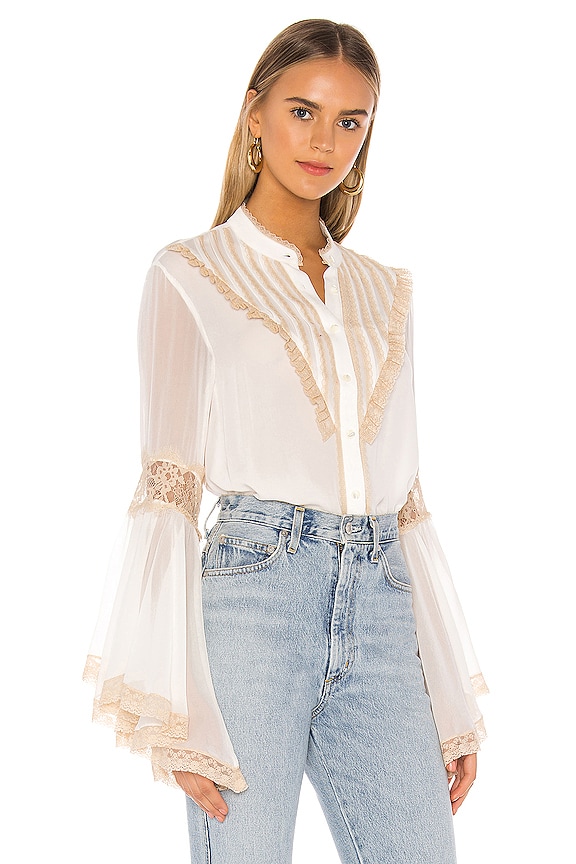 view 2 of 4 Bell Sleeve Blouse in Ivory & Tea