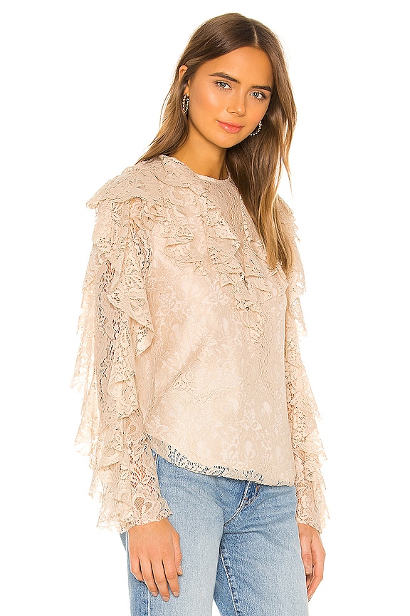 view 2 of 4 Keyhole Back Ruffle Blouse in Tea Stain