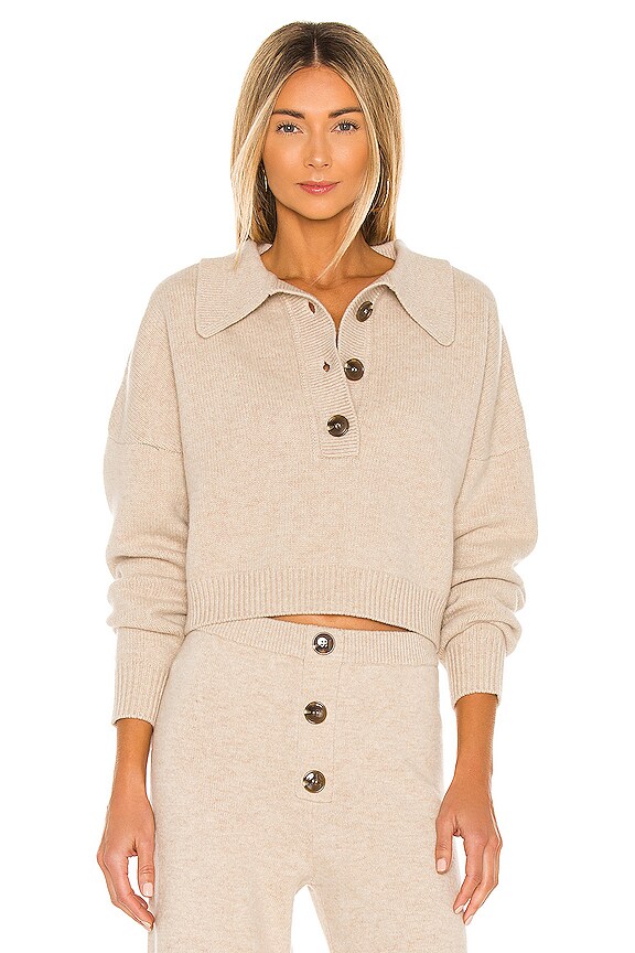 view 1 of 4 x REVOLVE Cropped Collared Henley in Oatmeal