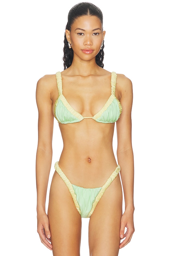 view 1 of 4 TOP BIKINI TRIANGULAR ADA in Pastel Green & Pastel Yellow