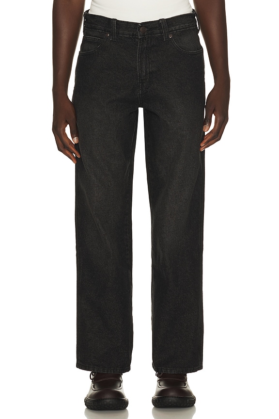 view 1 of 6 Relaxed Straight Work Jean in Black Wash Faded