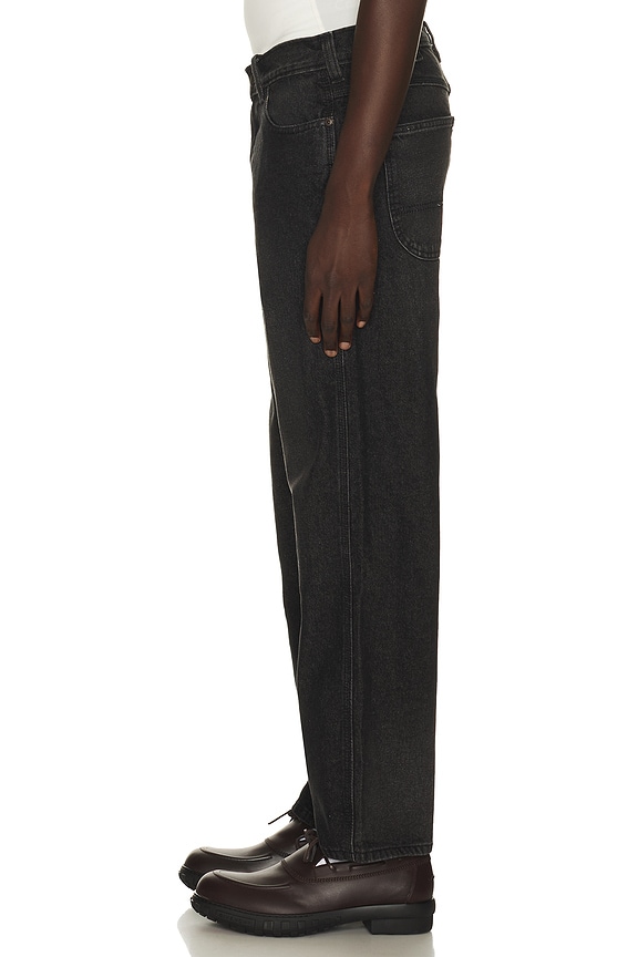 view 2 of 6 Relaxed Straight Work Jean in Black Wash Faded