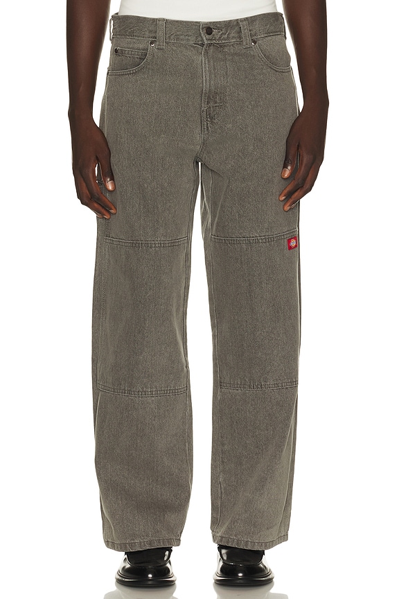 view 1 of 6 Loose Straight Double Knee Jean in Grey Wash Tinted