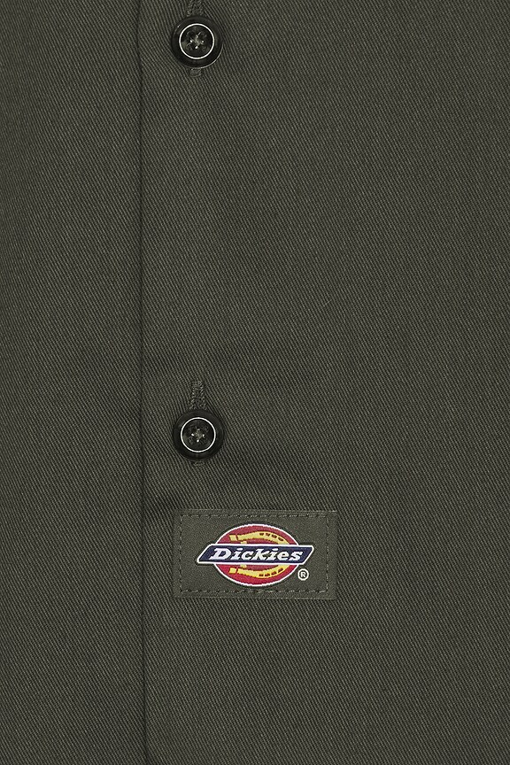 view 3 of 4 Original Twill Short Sleeve Work Shirt in Olive Green