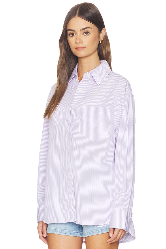 view 2 of 5 Faye Oversized Shirt in Lilac Stripe