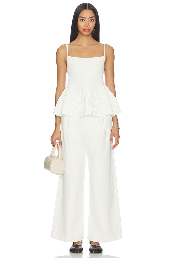 DL1961 DL Peplum Tank Instasculpt™ Rib in White | REVOLVE