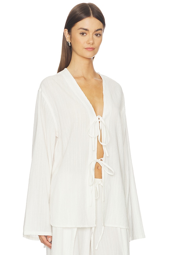 view 2 of 4 Faye Tie Shirt in White Gauze