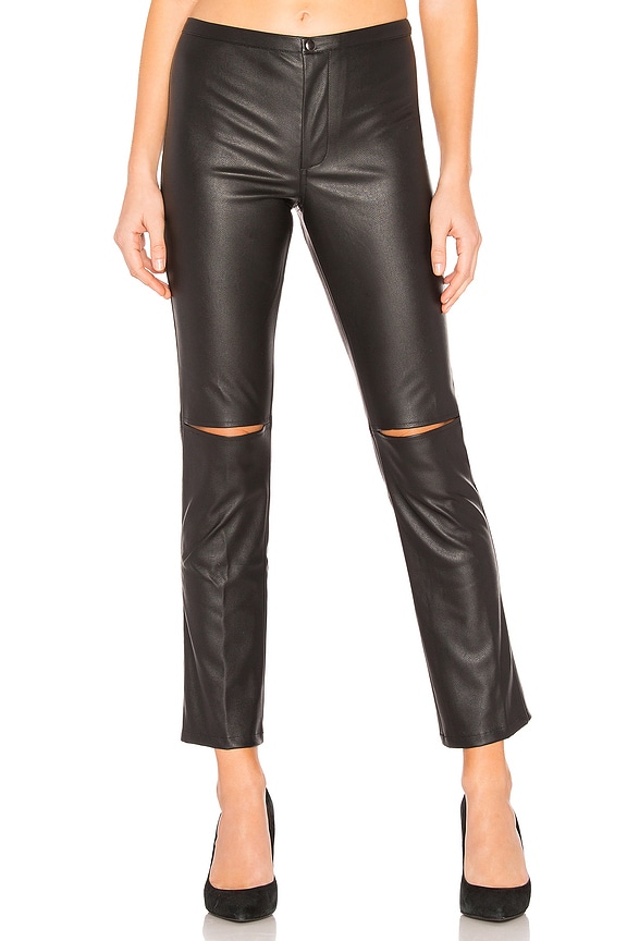 view 1 of 4 Skinny Split Knee Faux Leather Pant in Black