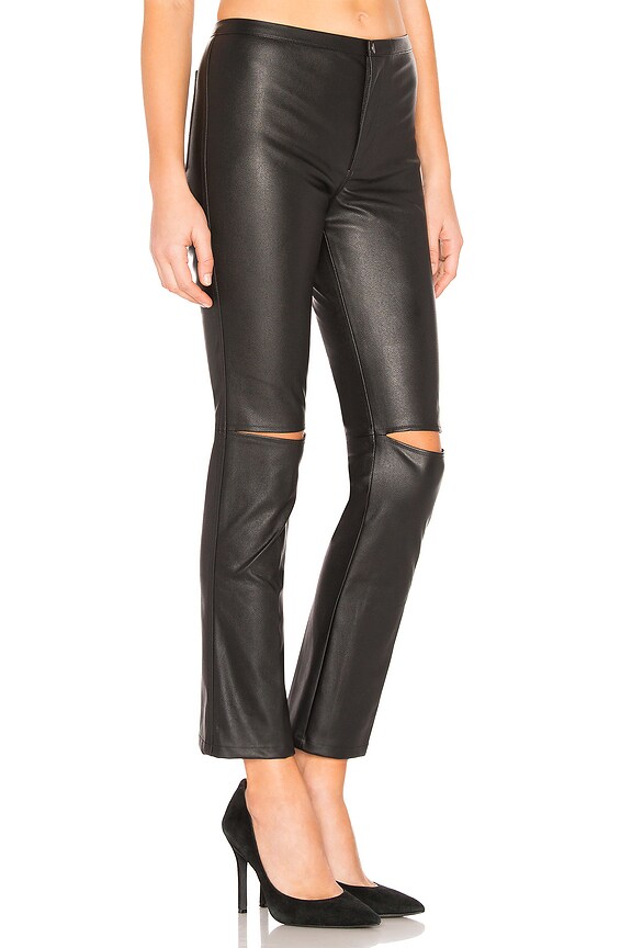 view 2 of 4 Skinny Split Knee Faux Leather Pant in Black