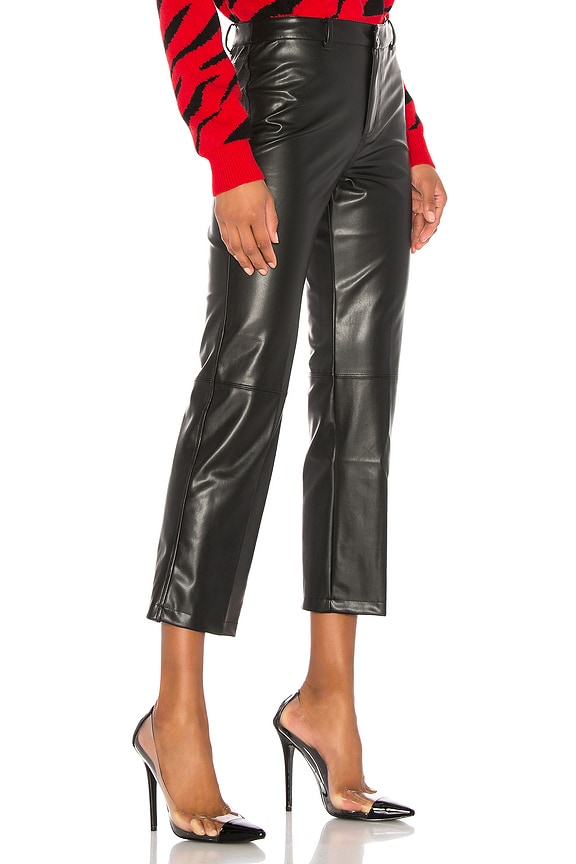 view 2 of 4 Vegan Leather High Rise Straight Leg Pant in Black