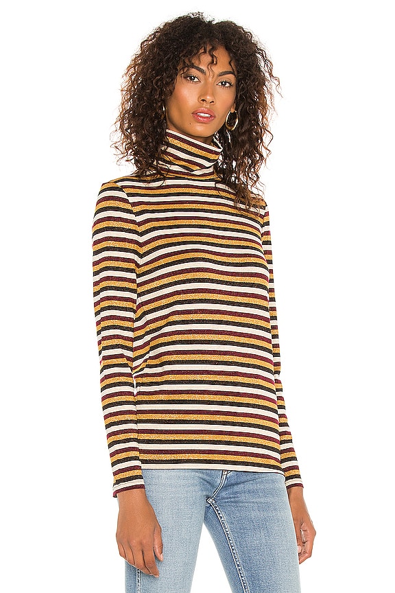 view 2 of 5 Long Sleeve Turtleneck Top in Lurex Stripe