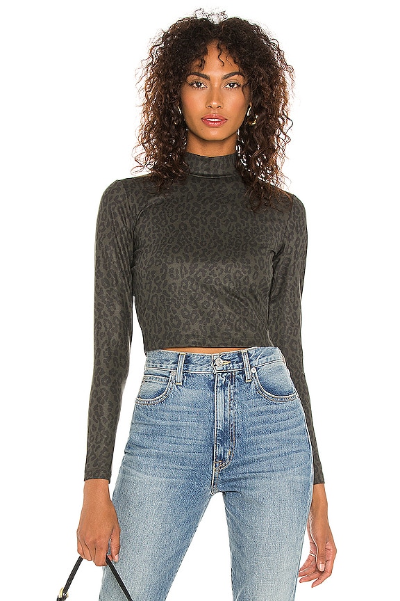 view 1 of 4 Mock Neck Crop Top in Olive