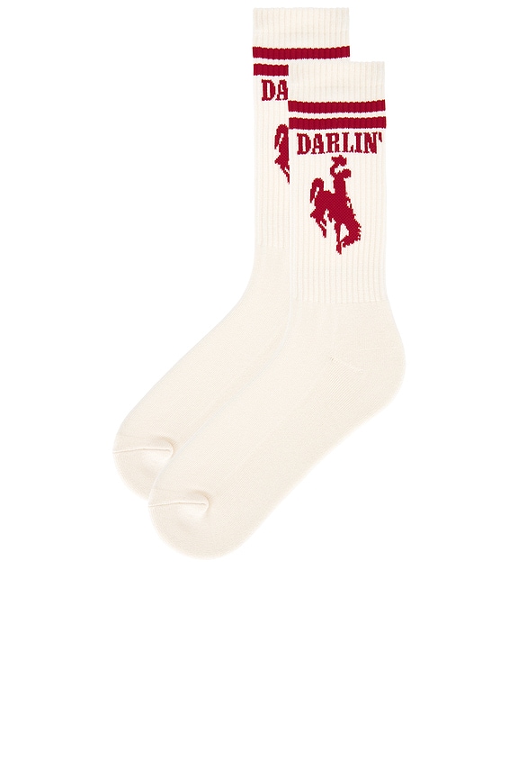 view 2 of 2 Roundup Sock in Ivory & Red