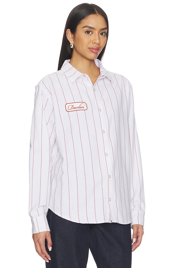 view 2 of 5 Mechanic Button Down Shirt in Red & White