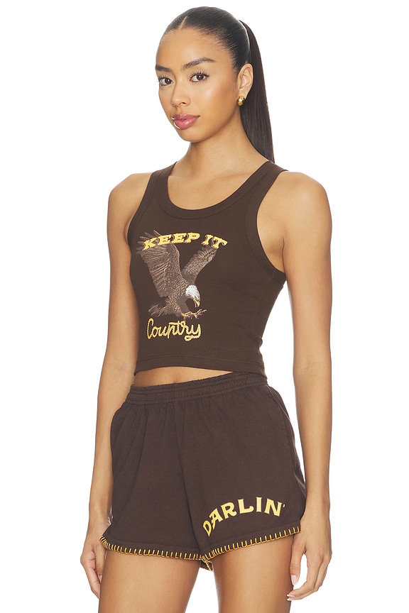 view 2 of 4 Keep It Country Crop Tank in Chocolate