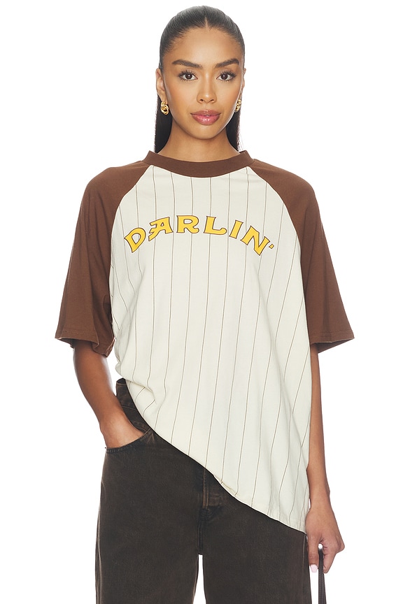 view 1 of 5 Old Skool Raglan Tee in Vanilla & Hickory