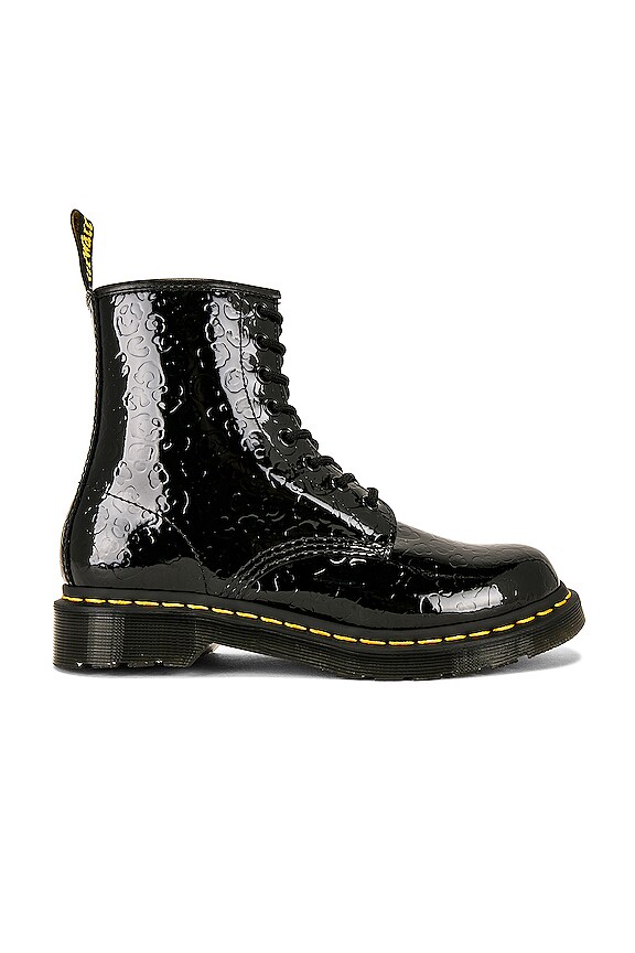 Dr. Martens 1460 Patent Leopard Boot in Black | REVOLVE