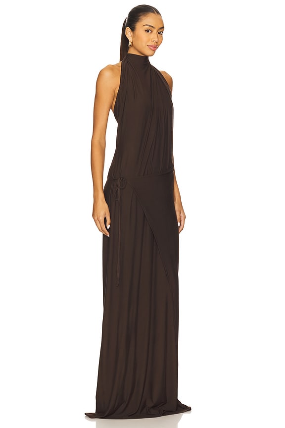 view 2 of 3 Gaia Dress in Chocolate Brown