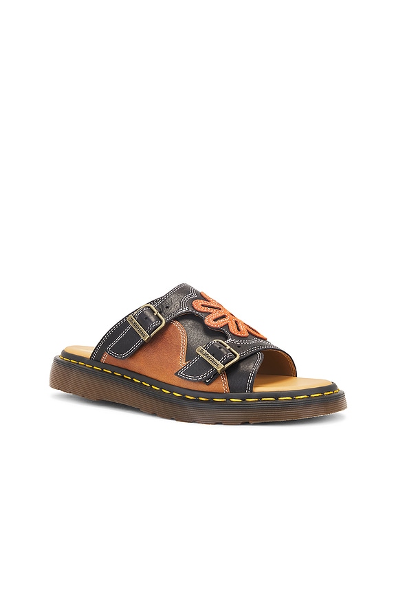 view 2 of 5 샌들 in Black, Conker Brown, & Rust Orange