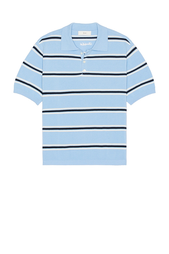 view 1 of 4 Polo Top in Sky Blue & Cream