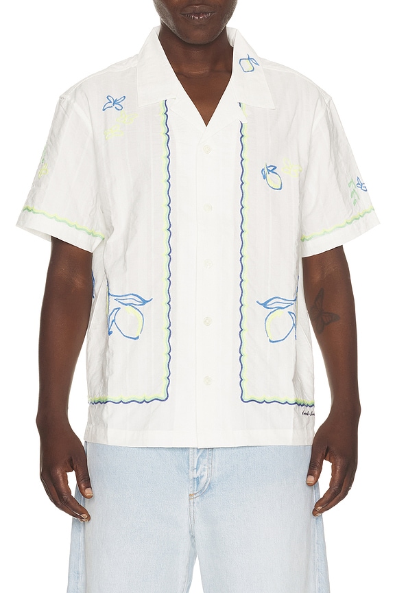 view 1 of 5 Hand Drawing Open Collared Shirt in Lemon Garden