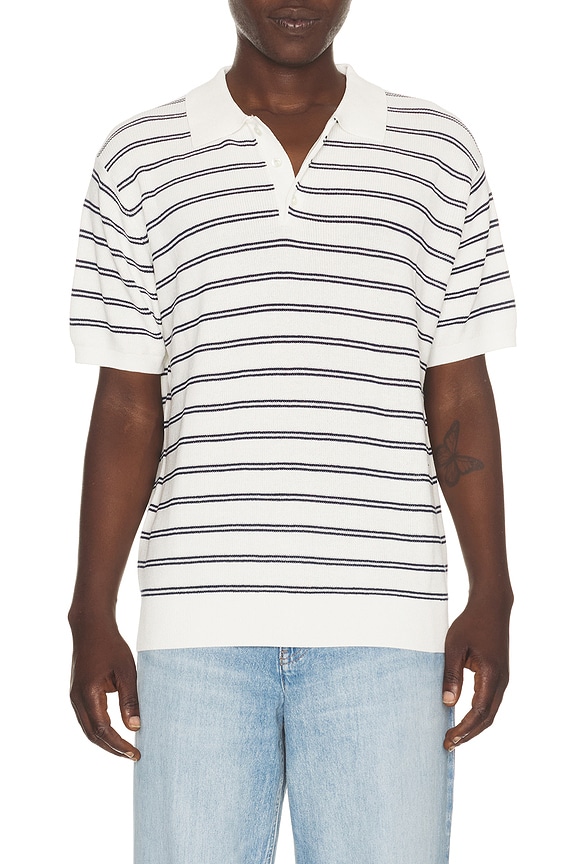 view 1 of 5 Striped Polo in Off White