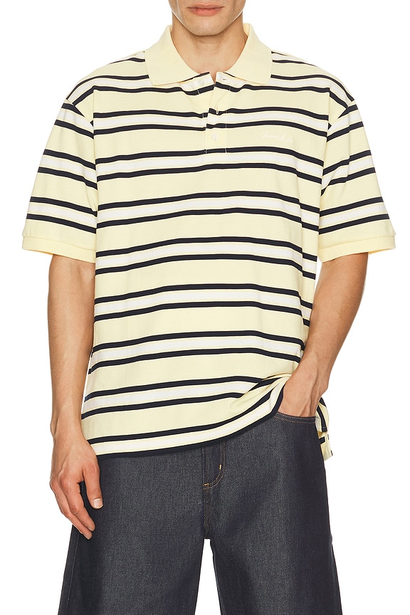 view 1 of 5 Chunky Striped Polo Shirt in Lemon Stripe