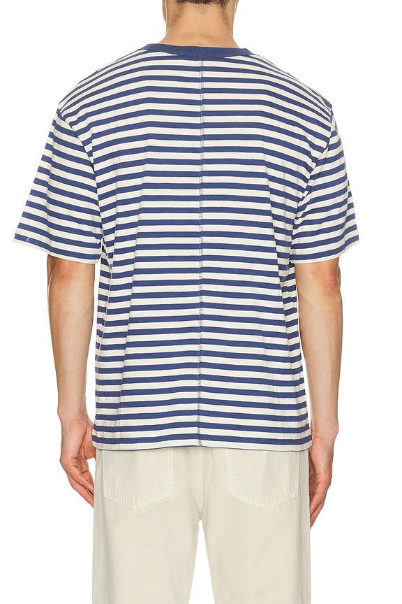 view 2 of 5 Unisex Striped Tee Shirt in Blue & Cream