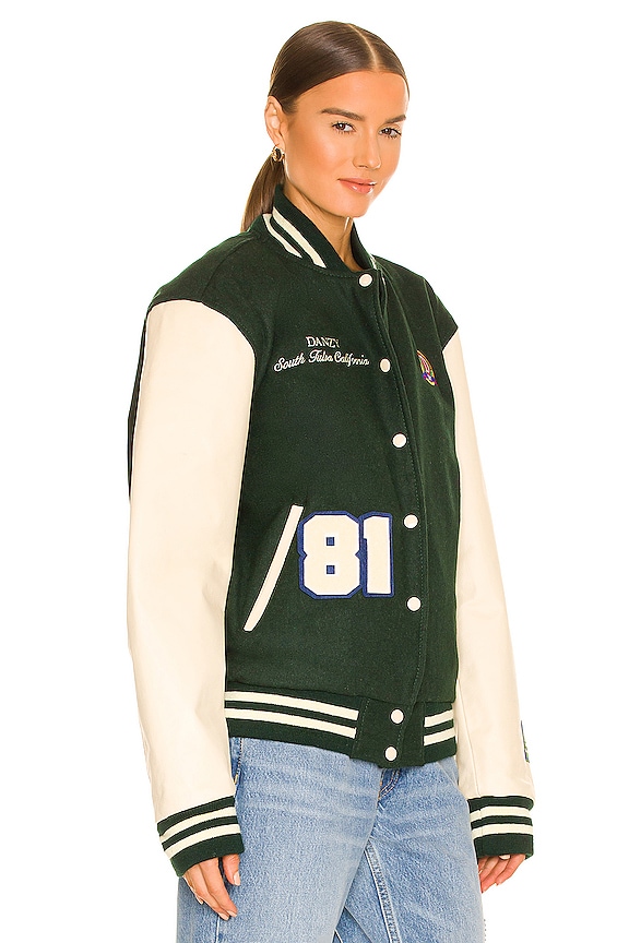 view 2 of 5 Varsity Jacket in Hunter Green & Cream