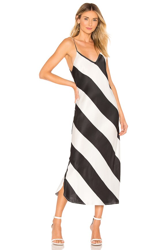 view 1 of 3 VESTIDO LENCERO ALINE in Black and White Stripes