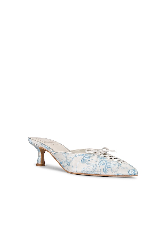 view 2 of 5 X For Love & Lemons Camille Mule in Baby Blue & Ivory
